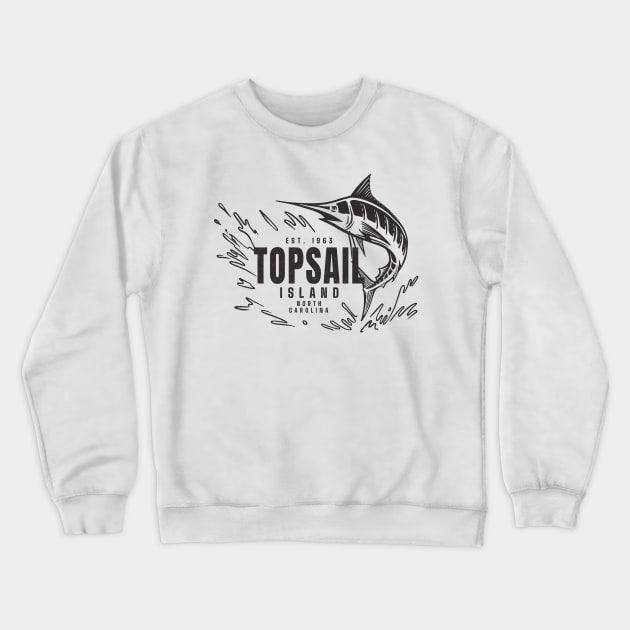 Vintage Marlin Fishing at Topsail Island, North Carolina Crewneck Sweatshirt by Contentarama